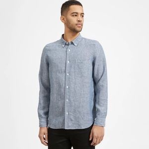 EVERLANE The Linen Standard Fit Shirt S Blue/White